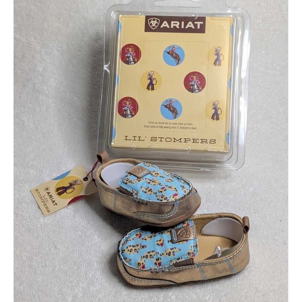 Ariat Lil' Stompers Piper Cruiser Moccasin Slip-On Shoe Leopard Cactus Infant 3